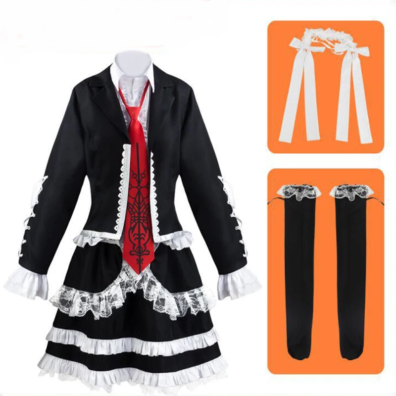 

Dangaronpa Celestia Ludenberg Косплей Костюм Dangaronpa Школьная форма Женский полный комплект на Хэллоуин Готический костюм Лолиты Вечеринка