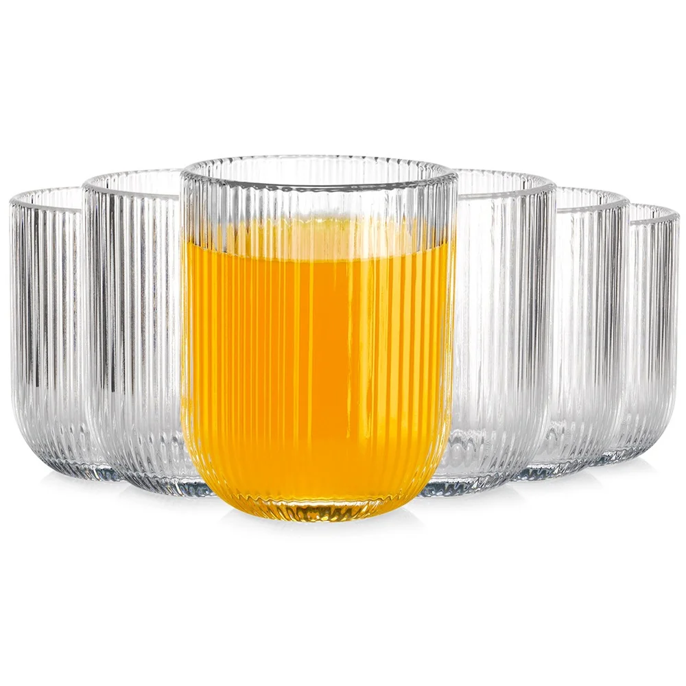 250 ml glazen bekers, set van 6 stuks, voor water, sap, thee en andere koude of warme dranken. Praktische drinkbekers voor dagelijks gebruik in de keuken, eetkamer en voor bijeenkomsten en feestjes.