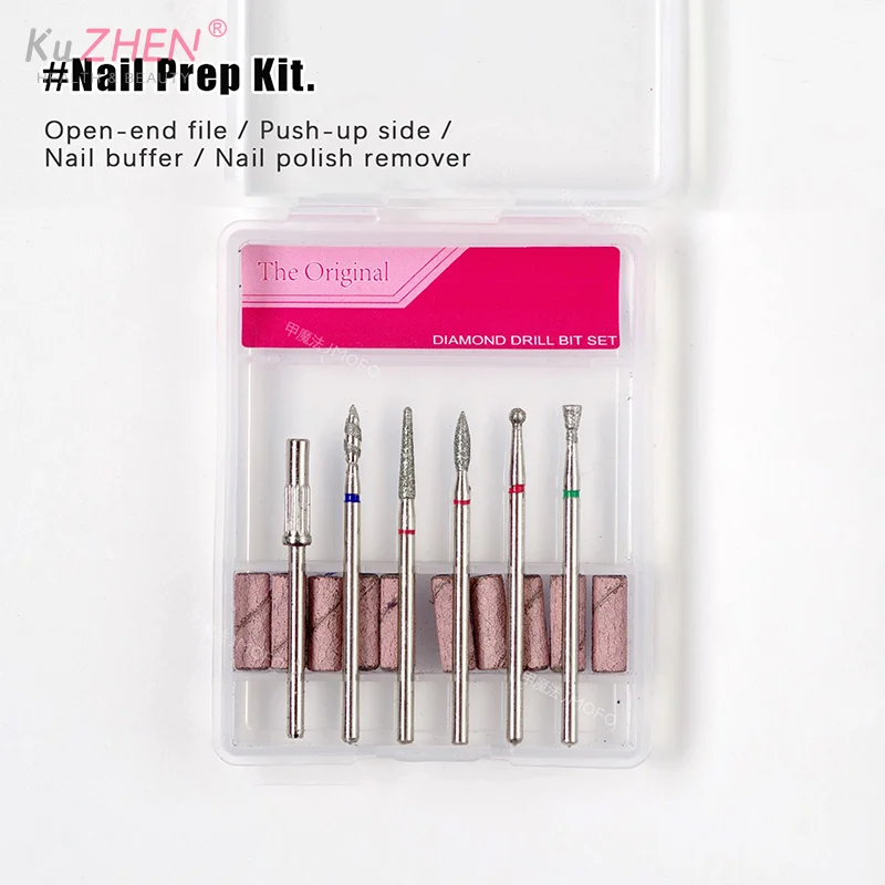 6 pz/scatola diamante punta da trapano per unghie fresa per accessorio manicure lucidatura pedicure macchina elettrica punta per unghie strumenti per bava