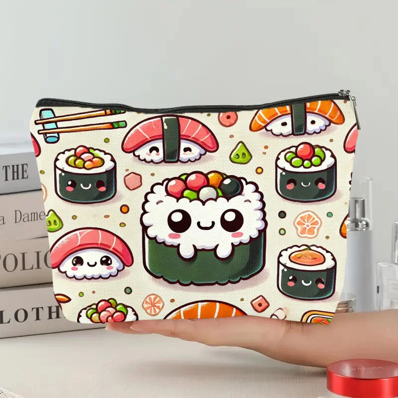 A Cute sushi makeup bag - a lovely multifunctional zipper pouch for women, jewelry storage bag