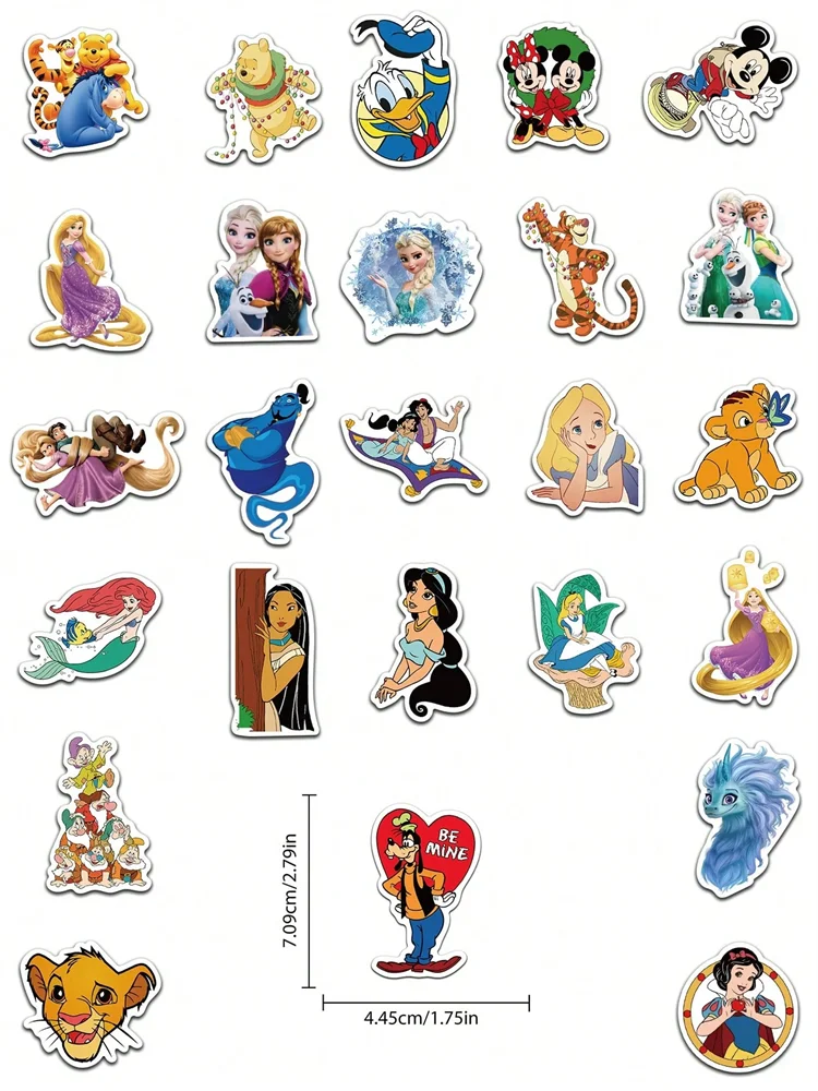 50 SZTUK Disney Mieszane Postacie Graffiti DIY Urocze Naklejki z Kreskówek Anime na Bagaż Laptop Telefon Album do Wyklejania Prezenty Świąteczne Naklejki