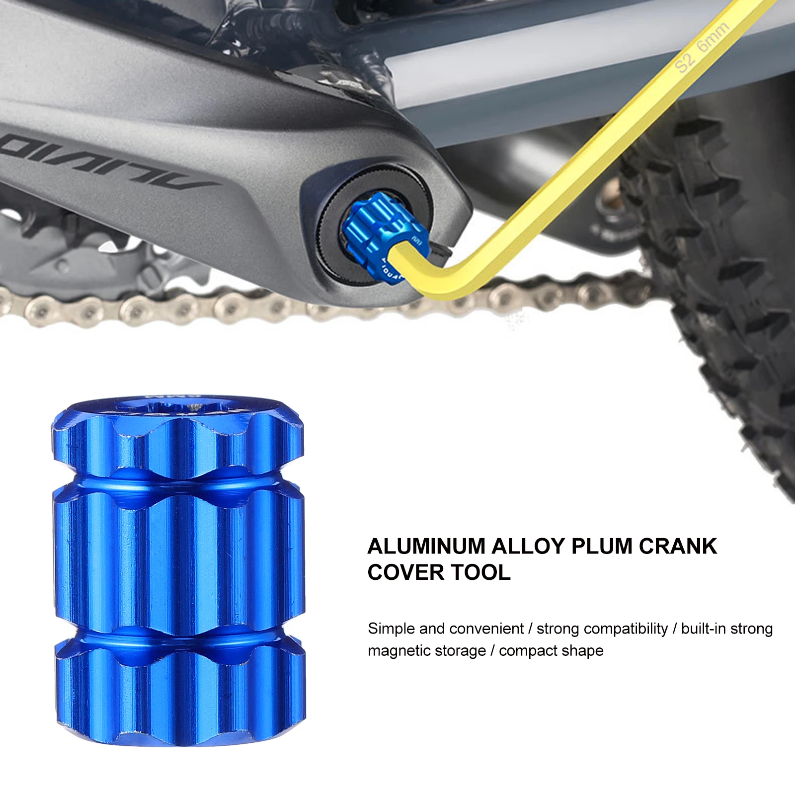 

Bicycle Crank Cover Remover Tool Aluminum Alloy Bike Tooth Wrench Compact Durable Easy Storage Metal Adsorption Compatible