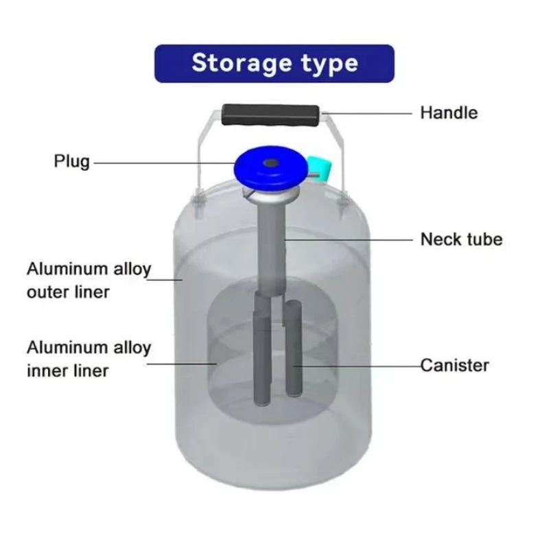 6 Liter Small Capacity Aviation Aluminum Liquid Nitrogen Cr yo Container Biological Storage Tank