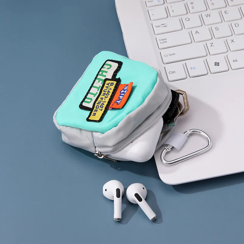 Porte-monnaie Hip Hop avec câble USB pour garçons et filles, mini porte-monnaie à fermeture éclair, sac à clés, cadeau d'anniversaire, tendance créative