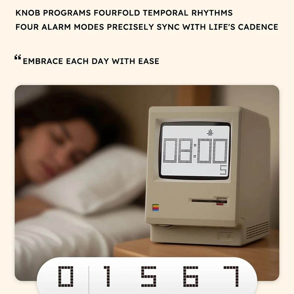 

FANGTUOSI A Classic Desktop Ornament with A Digital Clock Design Retro Maclock Macintosh Alarm Clock