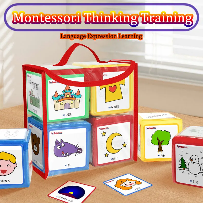 Bambini dadi morbidi Storytelling giocattoli Montessori espressione linguistica pensiero logico formazione attività Parish gioco giocattolo sensoriale