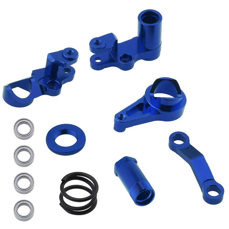 Aluminum Steering Bellcranks And Servo Saver Set With Bearings For Traxxas 1/10 Slash 4X4 Hop-Up Upgrade Parts Navy Blue