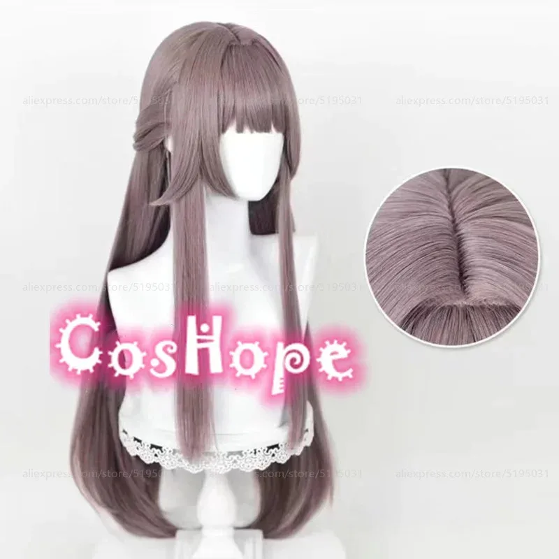 Herta Cosplay Wig 88cm Long Straight Wig Grey Purple Wig Cosplay Anime Cosplay Wig Heat Resistant Synthetic Wig