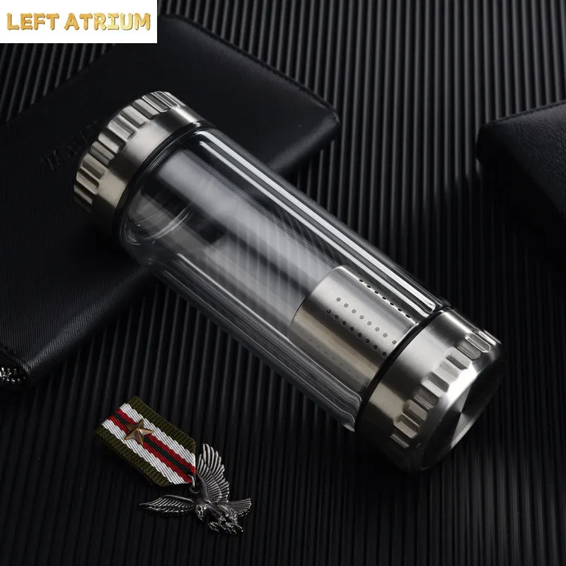 300ml 400ML Lemon Double Wall Glass Water Bottle with Stainless Steel Tea Infuser Filter Office Home Water Tumbler Cup Gift
