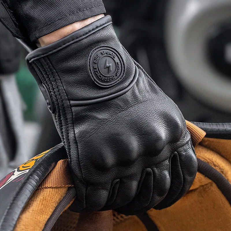 

Winter Men's Women Retro Motorcycle Gloves Leather Moto Accesorios Motocicleta Gloves Riding Protective Equipment Touch Screen