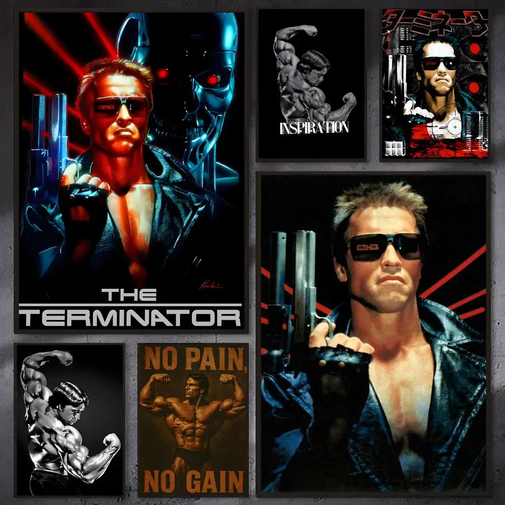 Actor Arnold Schwarzenegger Poster Self-adhesive Waterproof Paper Sticker Coffee House Bar Room Wall Decor