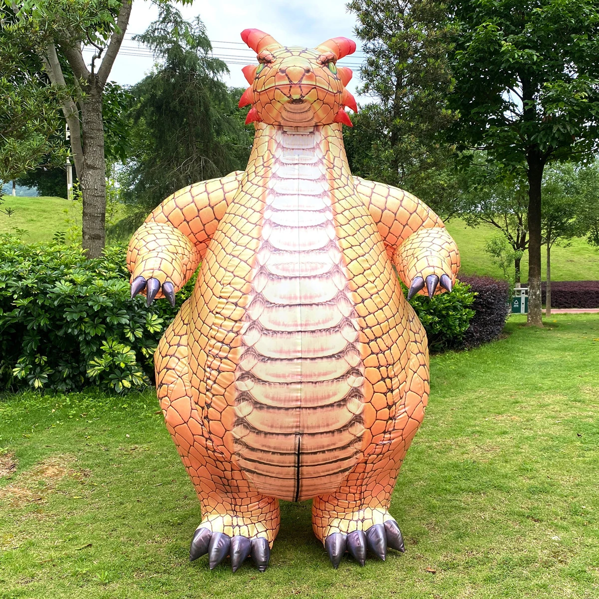 Inflatable Orange Dragon Costume Realistic Cosplay Dragon Clothing for Halloween Party Dress Up Suit