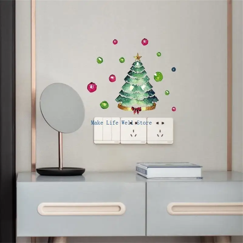 Christmas Theme PVC Sticker Glow Sock Snowmen Wall Living Room Decal