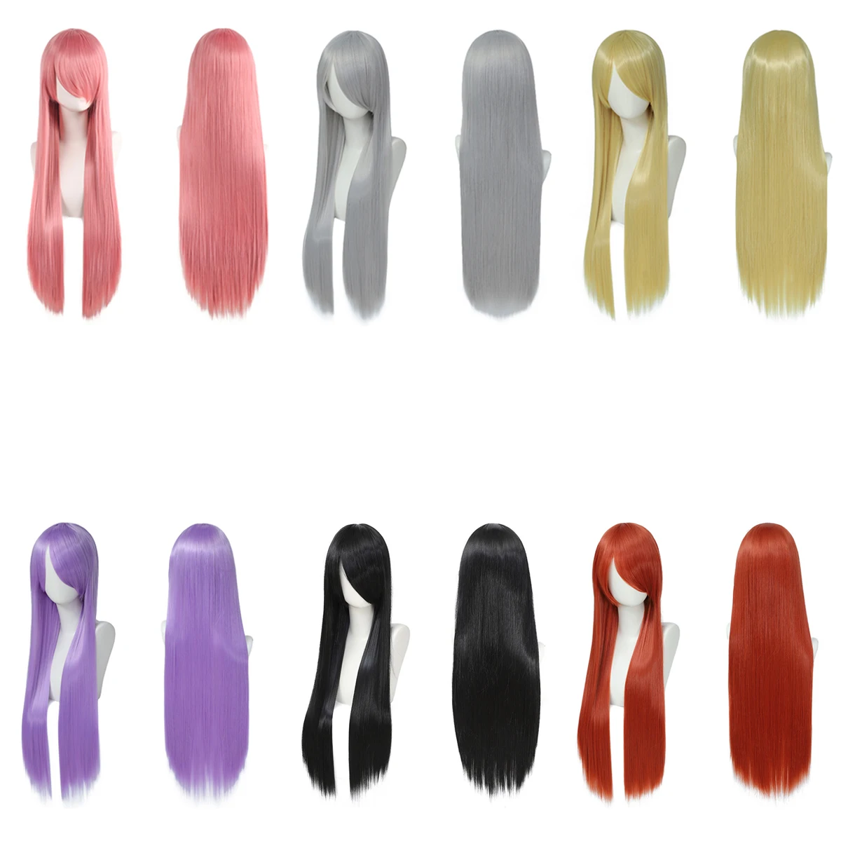 

32-дюймовая длинная прямая повязка для волос с челкой, синтетический парик для косплея, подходит для женщин, для игр в стиле Лолиты в аниме, на Хэллоуин