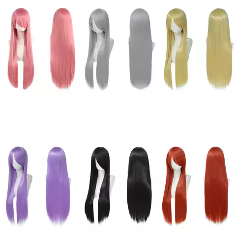 A 32-Inch Long Straight Hairband Bangs Cosplay Synthetic Wig Is Suitable For Women To Play Lolita In The Anime Game Halloween