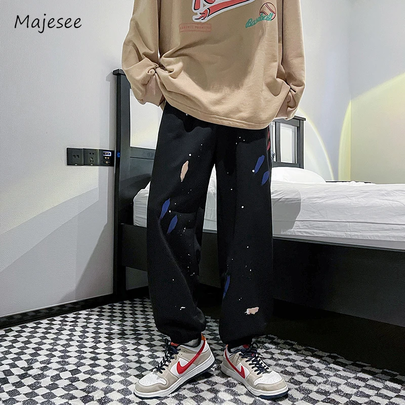 

Ankle-length Pants Men Streetwear Loose Spring Hong Kong Style Casual Hip-hop Straight Fashion Breathable Daily Chic All-match