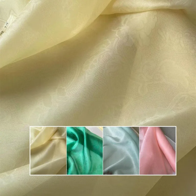 

Шелковая органза, жаккардовая шелковая швейная ткань Ципао, новый китайский стиль, цветочный узор пиона, платье для выпускного вечера, аксессуары для шитья, ткань