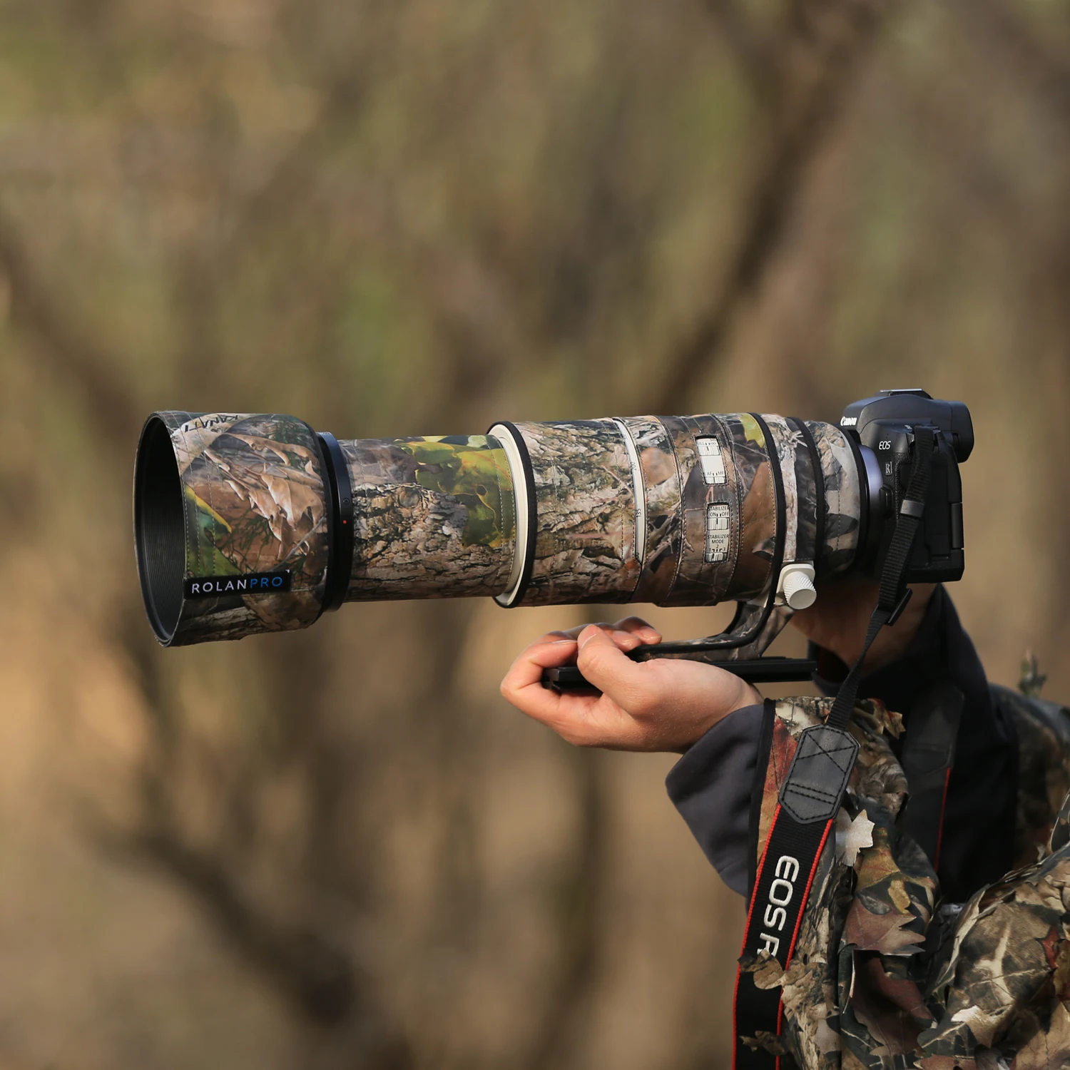 Płaszcz wodoodporna kamera obiektywu ROLANPRO do Canon RF 100-500mm F/4.5-7.1 L to futerał ochronny typu USM kamuflaż osłona przeciwdeszczowa