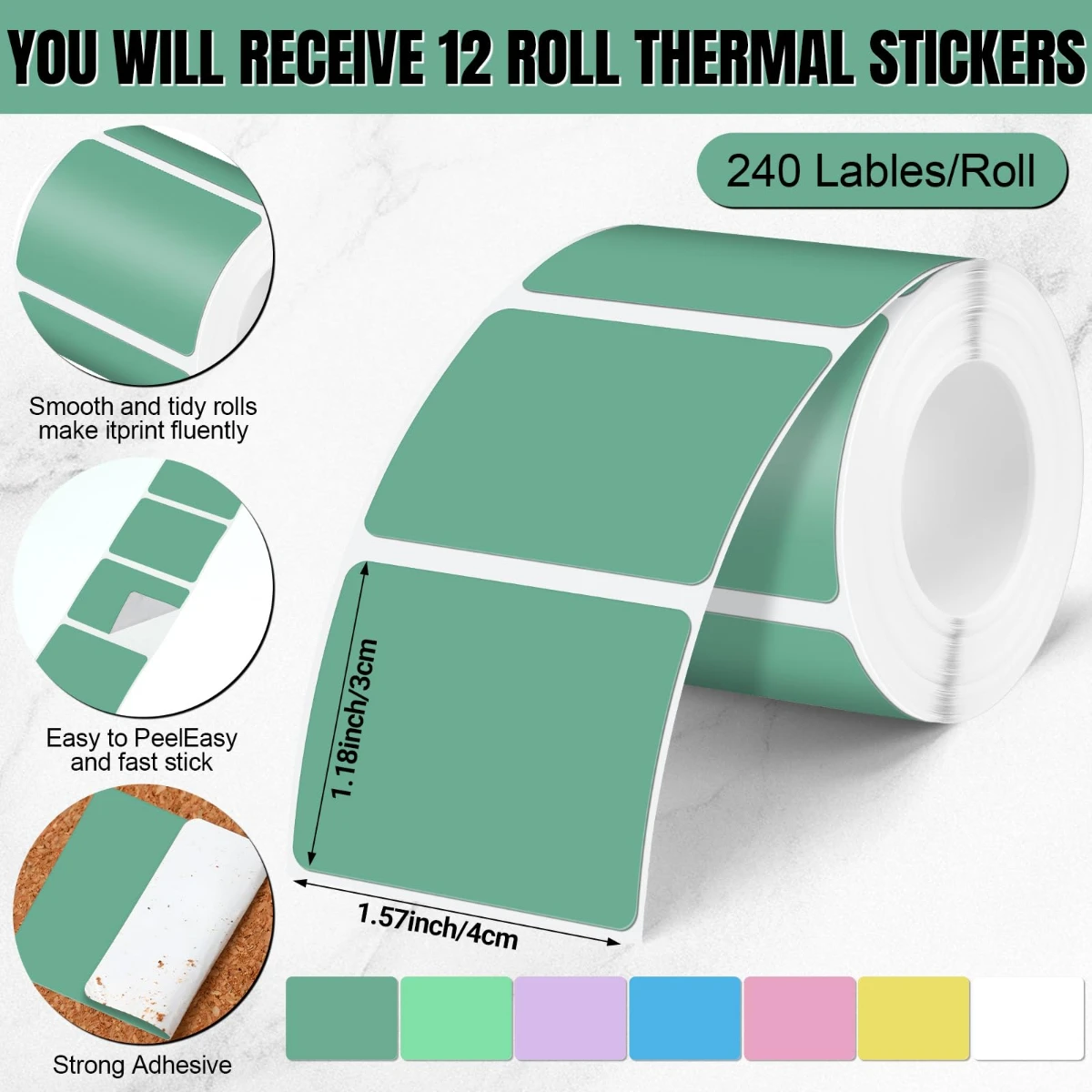 Labels Adhesive Thermal Paper Waterproof Thermal Label Stickers Compatible with Phomemo M110 M221 M220 M120 M200 M110s Printer