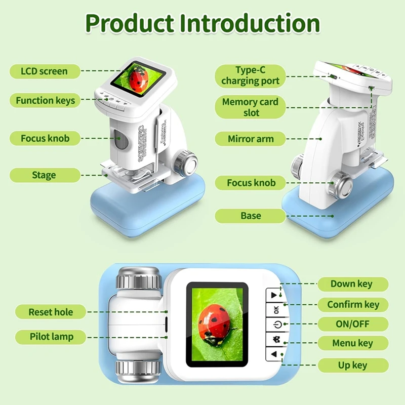 

Microscope for Kids,1200X Kids Microscope Pocket Portable MicroscopesJAS