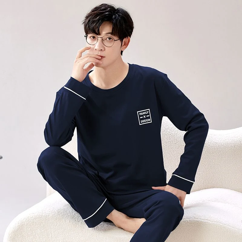 

2026 New Spring Autumn Long Sleeve 100% Cotton Pajama Sets for Men Korean Loose Sleepwear Suit Pyjama Male Homewear Home Clothes