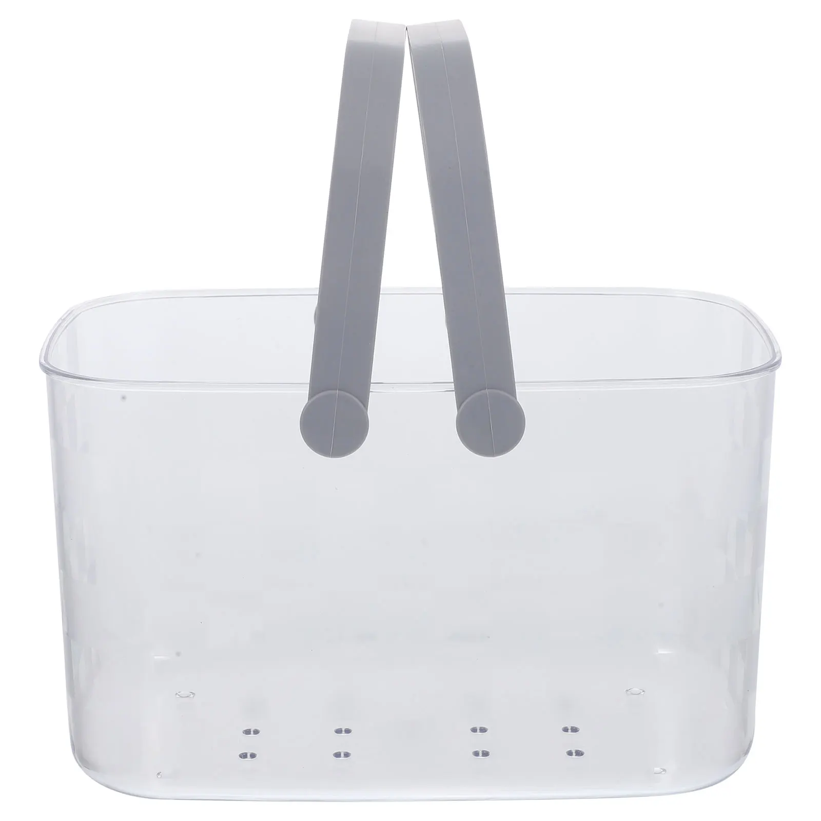 

Bath Basket Shower Organizer Small Plastic Counter Transparent Color Portable Lightweight Drain Holes Bottom Ventilation Body