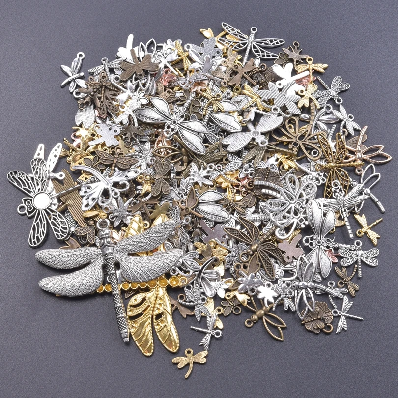 

Mixed 10pcs Insect Series Butterfly Dragonfly Alloy Charms Antique Pendant diy Jewelry Making Findings Accessories