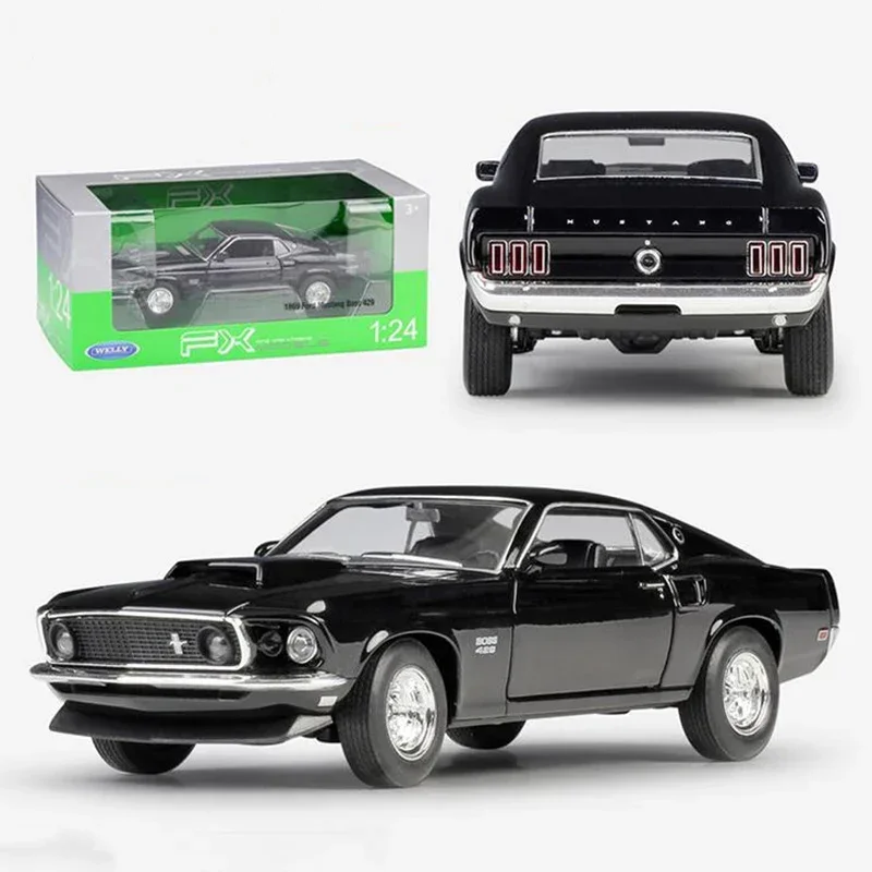 

About 19CM 1/24 Scale Metal Alloy Classic Car Diecast Model 1969 Ford Mustang Boss 429 Toy Welly Collecection Toy for Kids Child