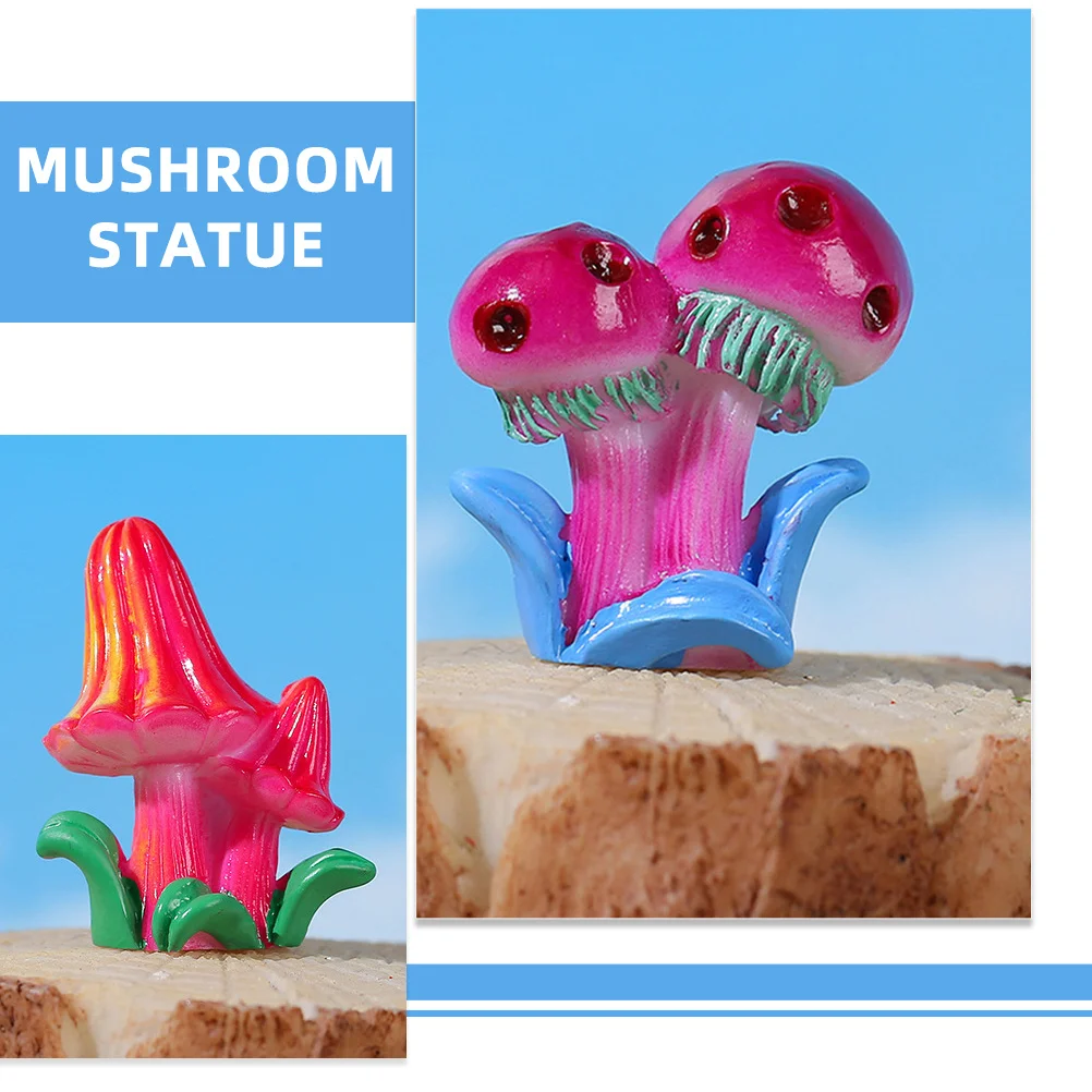 

7 Pcs Garden Mushroom Ornaments Miniature Mushrooms Figurines Decor Decorative Cute Resin Tiny