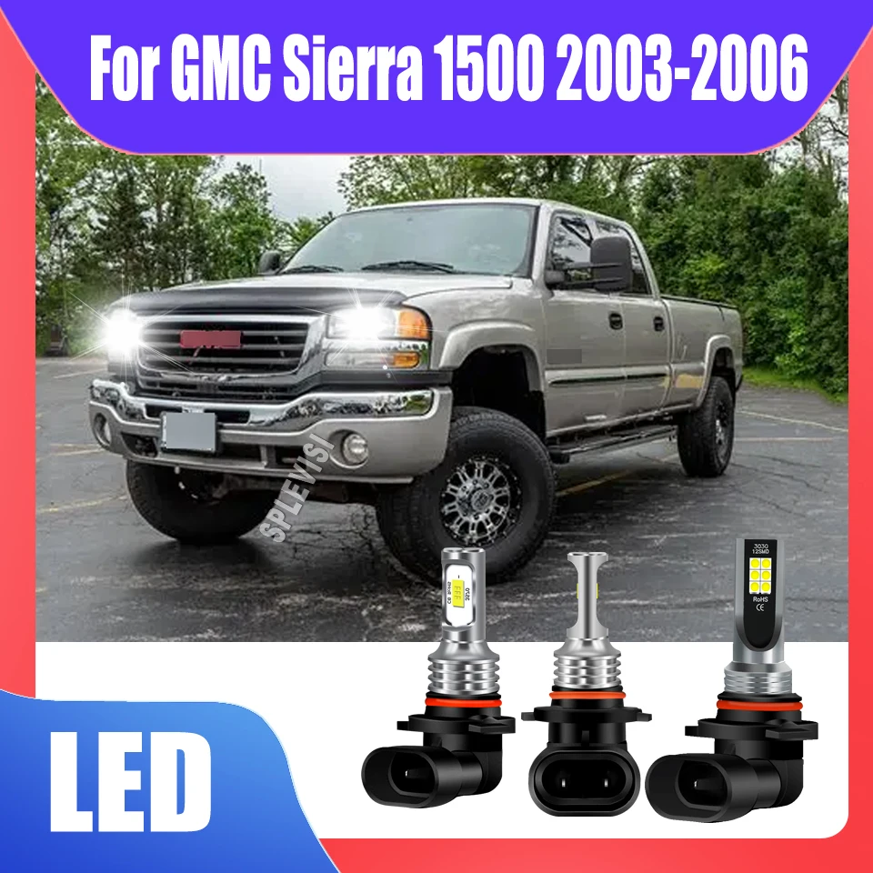 

9005 9006 9145 LED Headlight Bulbs High Low Beam Foglight Plug And Play Direct Fit For GMC Sierra 1500 2003 2004 2005 2006