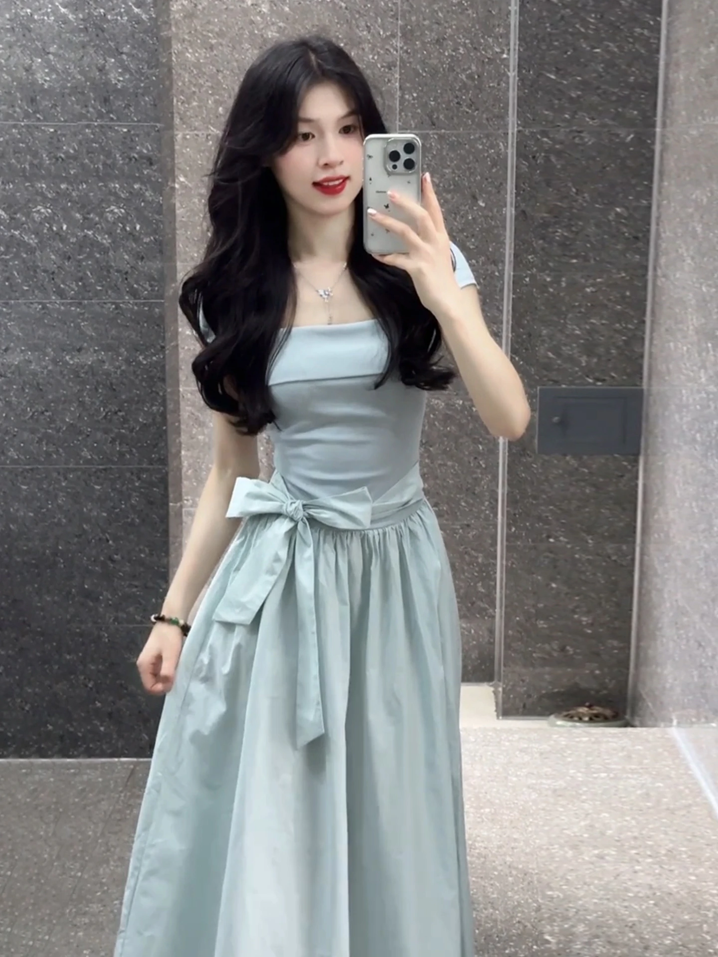 Robe longue pour femme, nouvelle collection été, design élégant, nœud à la taille, style japonais doux et élégant