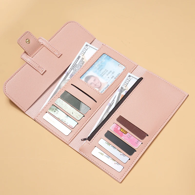 Women's wallets women's long three-fold flip Korean version of small fresh students change multifunctional buckle wallet foreign