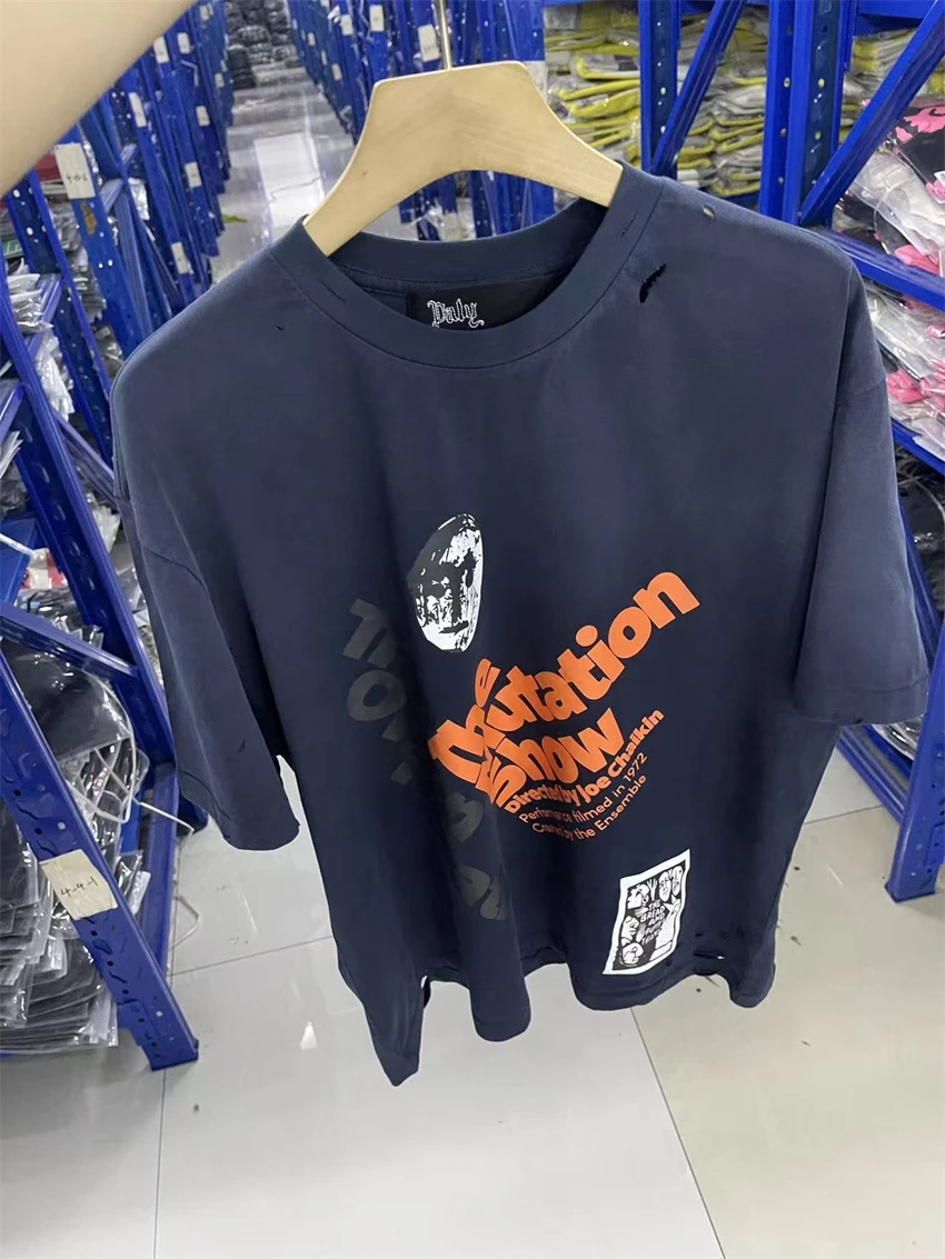 

Vintage PH High-quality Logo Printed Washed Round Neck Short Sleeved Street Casual Versatile Loose Cotton T-shirt Men Hip Hop