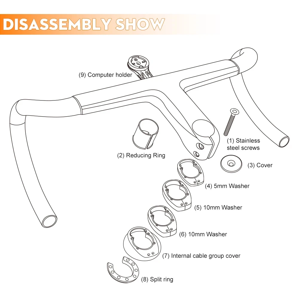 TOSEEK T800 Carbon Fiber Bicycle Integrated Handlebar Road Bike Handlebars With Computer Holder Support OD1/OD2 Internal Cable