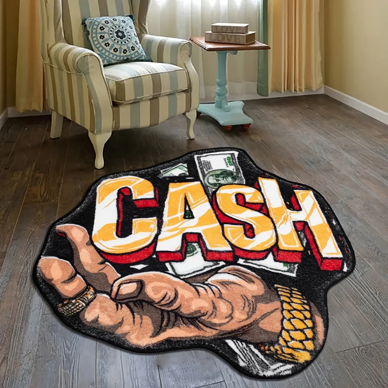 Point molded velvet base Gram Weight1100g Thickness11mm 1Pieces Living Room Area Rug Holding a U.S. dollar billcashCreative and