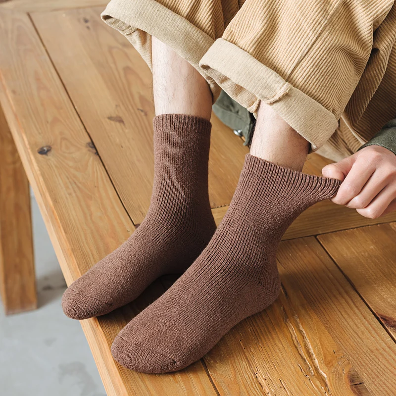 2022 New Winter Warm Super Thicker Male Men Socks Wool Women Socks Solid Socks Merino Wool Socks Against Cold Snow Terry Socks