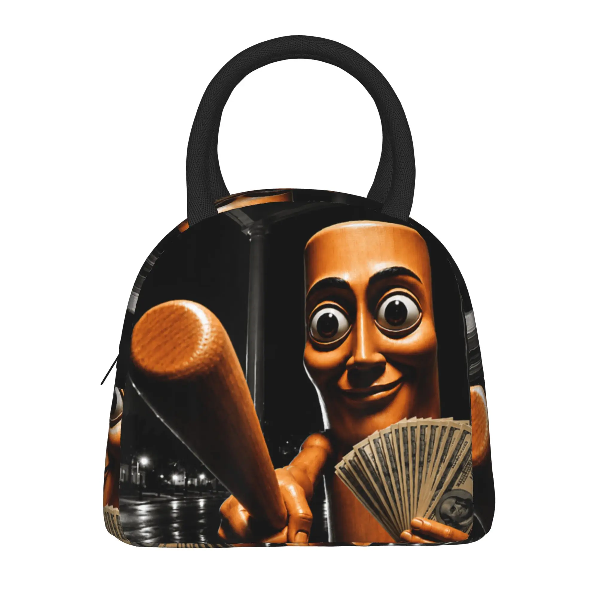 There is Motion at Your Front Tung Tung Tung Sahur Money Lunch Bag  Portable Insulated Lunch Box Girls Travel Graphic Cooler Bag