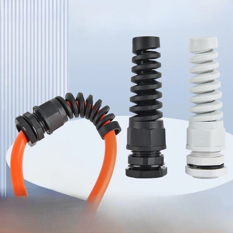 2pcs PG7 PG9 PG11 PG13.5 PG16 PG19 PG21 Cable Gland Connector Waterproof Plastic Spiral Strain Wire Thread For 3.5-18mm