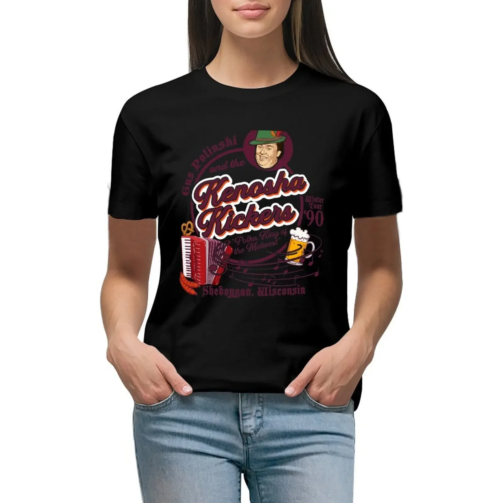 Kenosha Kickers the Polka King of the Midwest T-Shirt summer top Aesthetic clothing anime white t-shirt dress for Women sexy