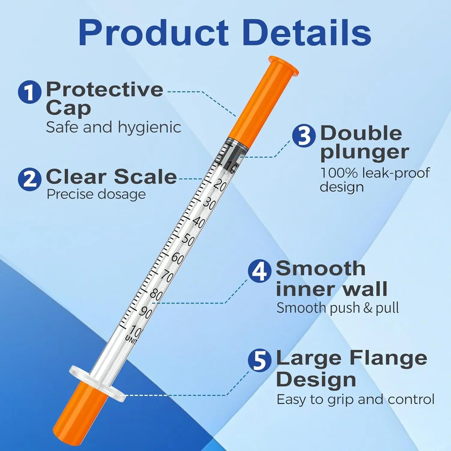 300/200/100/50Pack 0.5/1ml Syringes with Needle Individual Packaging for Laboratory And Pet Supplies