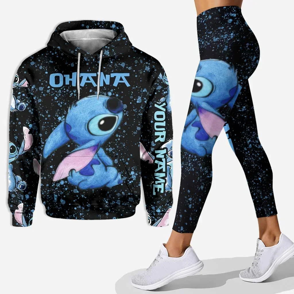 Disney Christmas Stitch 3D Hoodie Women\'s Hoodie Set Stitch Yoga Pants Sweatpants Women\'s Yoga Hoodie Leggings Fashion Tracksuit