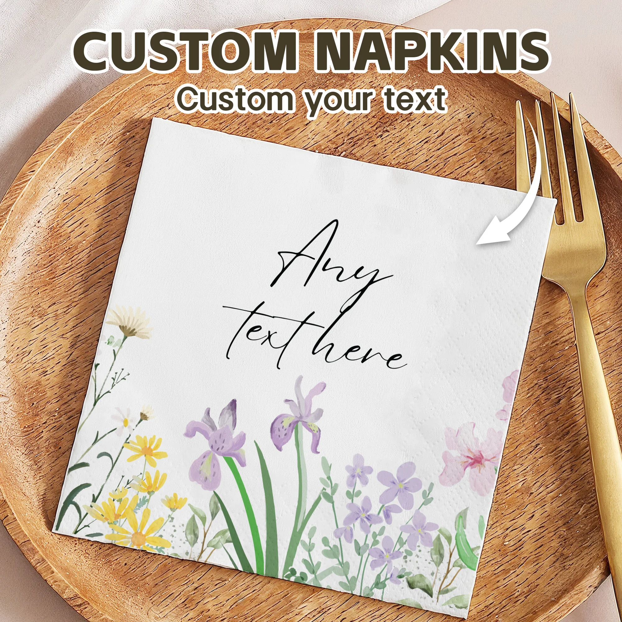 

Personalized Paper Napkins for Wedding Custom Cocktail Napkins of Text Elegent Disposable Napkins,for Baby Shower Hen Party
