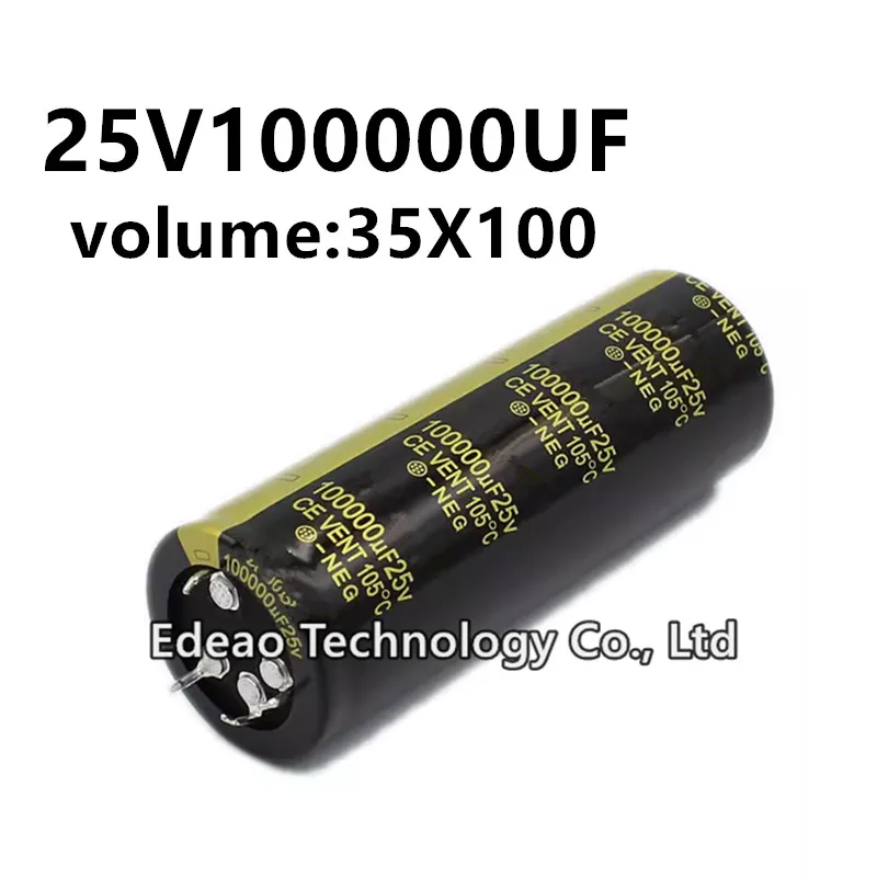 

1pcs/lot 25V 100000UF 25V100000UF 100000UF25V volume: 35X100 35*100 mm 4Pin Audio amplifier inverter High Frequency Low ESR