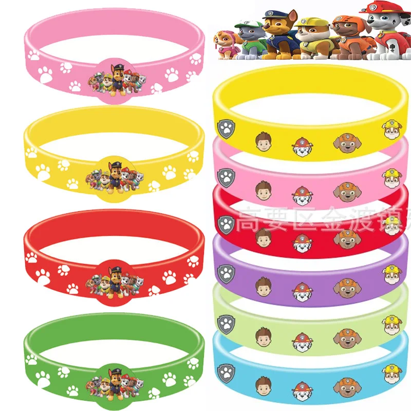 Paw Patrol Personalized Kids Silicone Rubber Wristband New Pendant Party Bracelets Figures Anime Wristband Toys Boys Girls Gifts