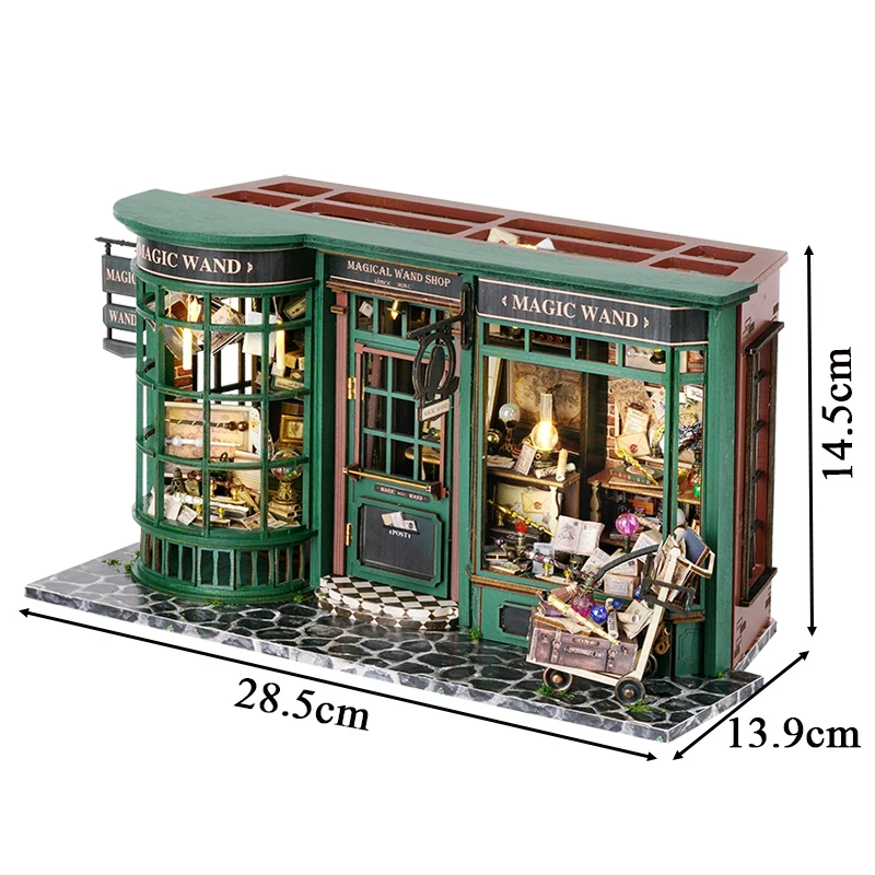 DIY ชุดอาคารไม้จิ๋ว Magic House บ้านตุ๊กตาพร้อมเฟอร์นิเจอร์ไฟ LED บ้านตุ๊กตาสําหรับของขวัญวันเกิดเพื่อน