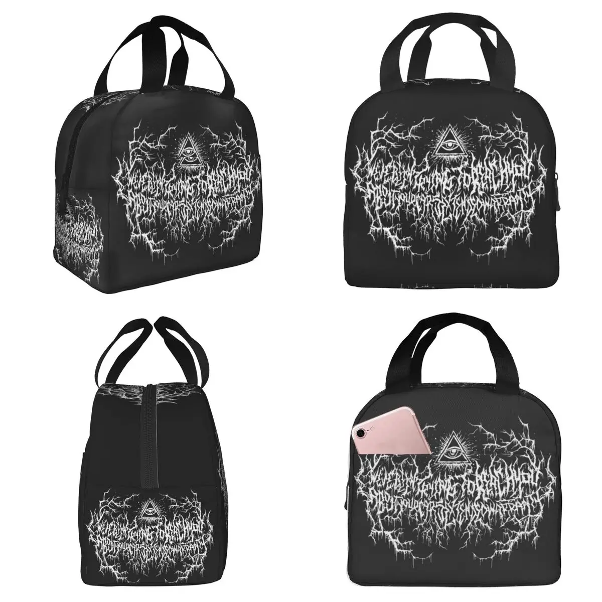 

Изолированная сумка для обеда с логотипом Death Metal для женщин, термосумка для офиса, портативный контейнер для еды