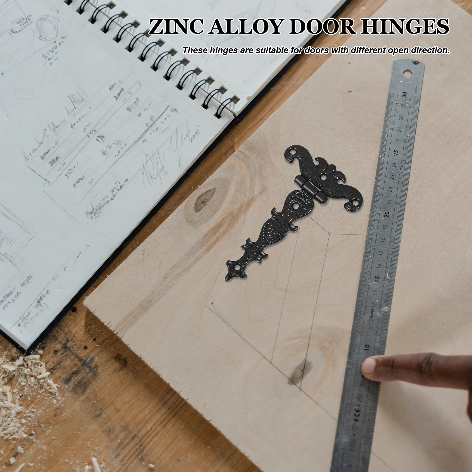 

2Pcs Retro Style Black Door Hinges Zinc Alloy for Cabinet Doors Sheds and Wardrobes