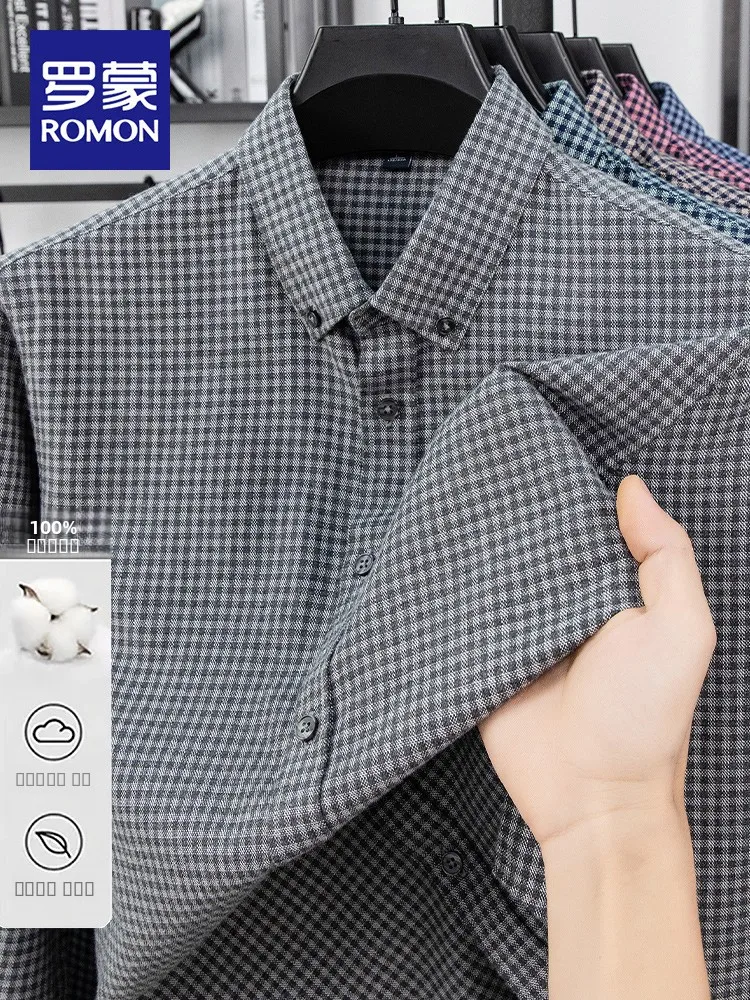 

Rn Pure Cotton Long Sve irt Men's Casual Plaid Softened Brued Busin Casual Sle Autumn Spring New Arrival