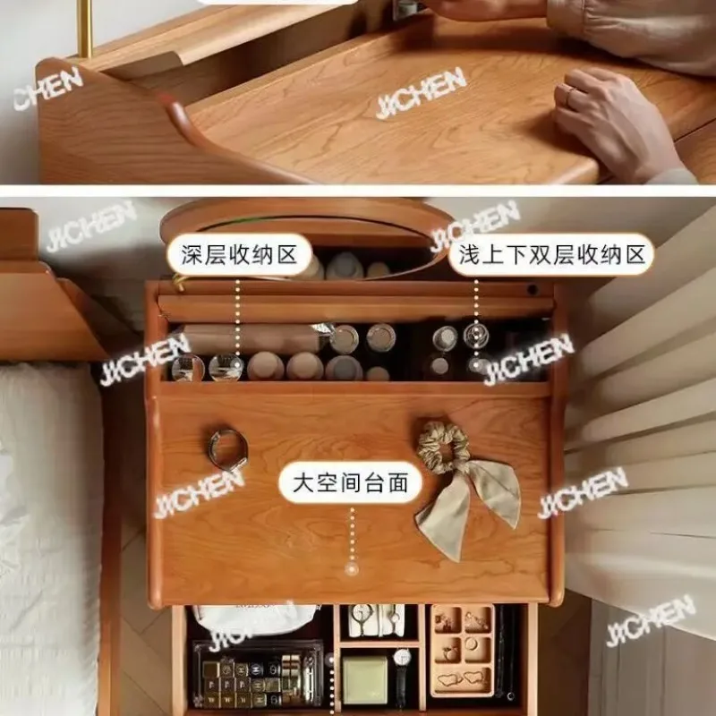 

Мини-комод HS в скандинавском стиле из цельного дерева для маленькой квартиры, японский столик для макияжа из вишневого дерева для спальни