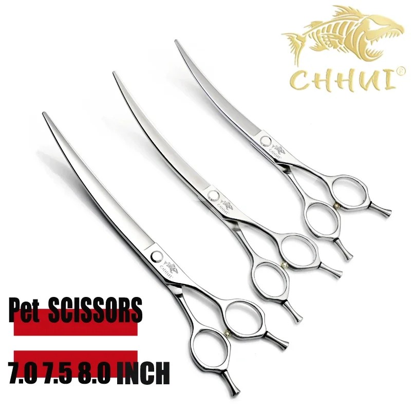 CHHUI 7.0/7.5/8.0 Inch Professional Dog Grooming Scissors Curved Japan VG-10 Shear for Teddy with High Quality Pet Scissors